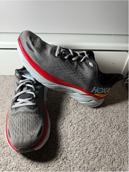 Hoka Other - Men's Hoka One One Clifton 8 Sneakers Size 11 Grey and Red